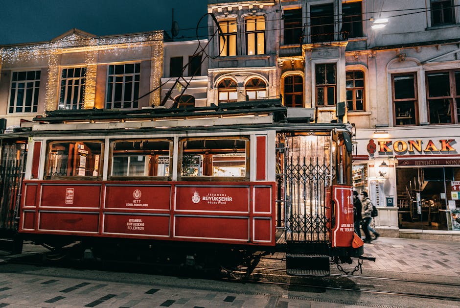 Istiklal Avenue Istanbul night street trams bars