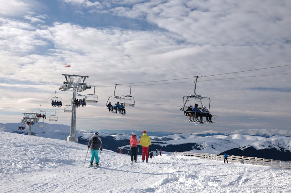 Bansko ski resort Bulgaria main village slope chairlift winter