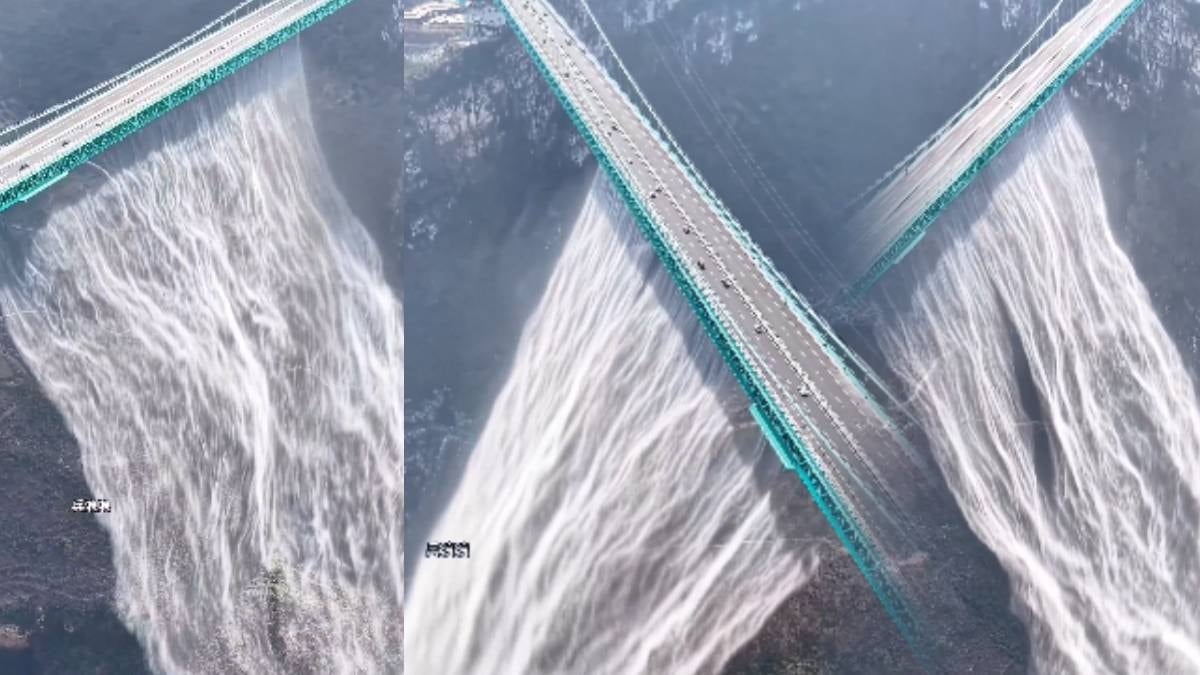 Cel mai înalt pod suspens din lume: cascada curge sub el