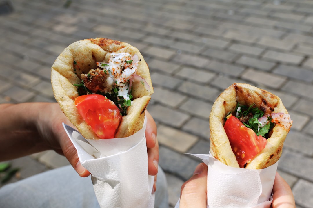 Gyros Athens street food vendor night time
