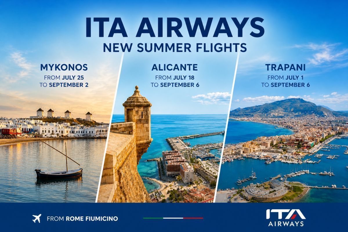 ITA Airways Extinde Rutele Leta către Miconos, Alicante și Trapani pentru Vară