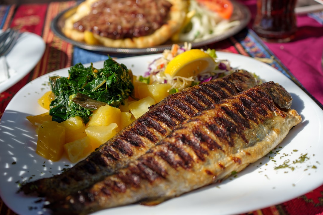 Grilled Prespa Fish Macedonia Taverna Plate Potatoes Bread