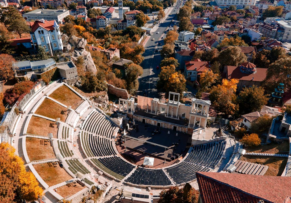 Plovdiv Old Town Theatre stage sunset stone amphitheater