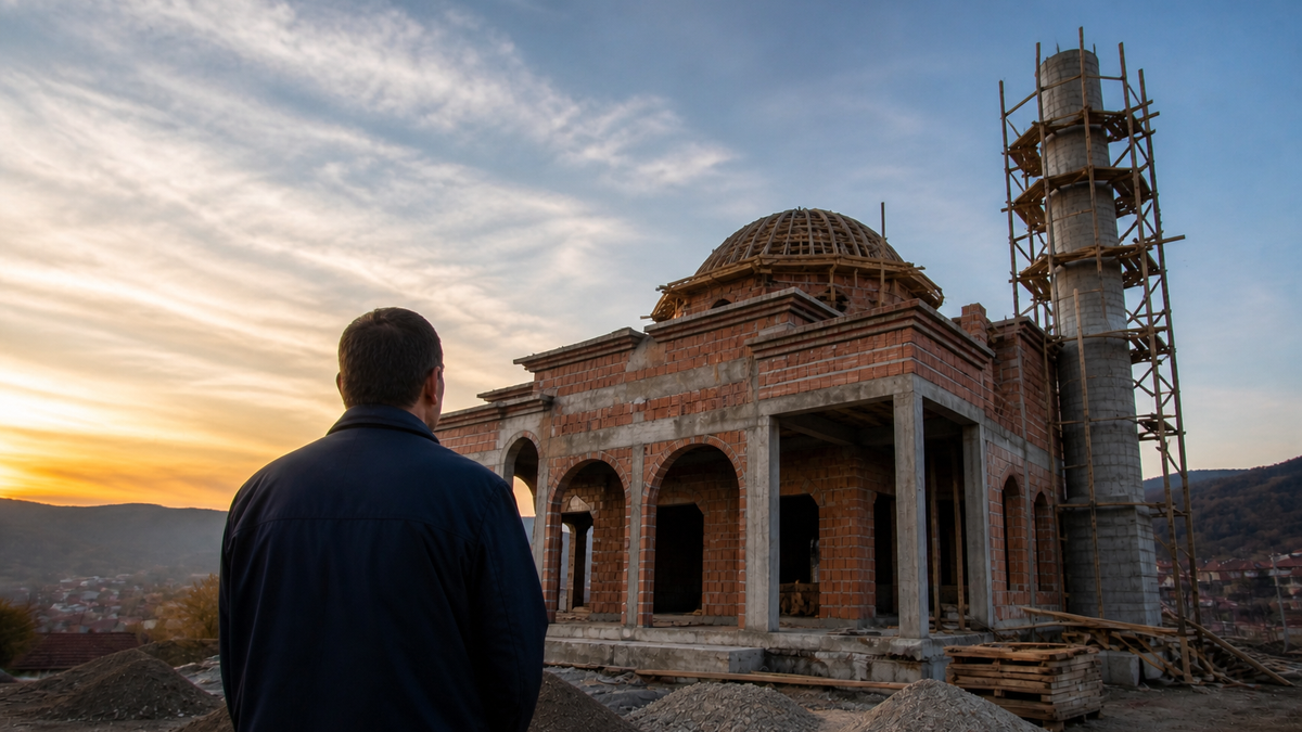 Sârb construiește măscă pentru vecini, simbol al unității