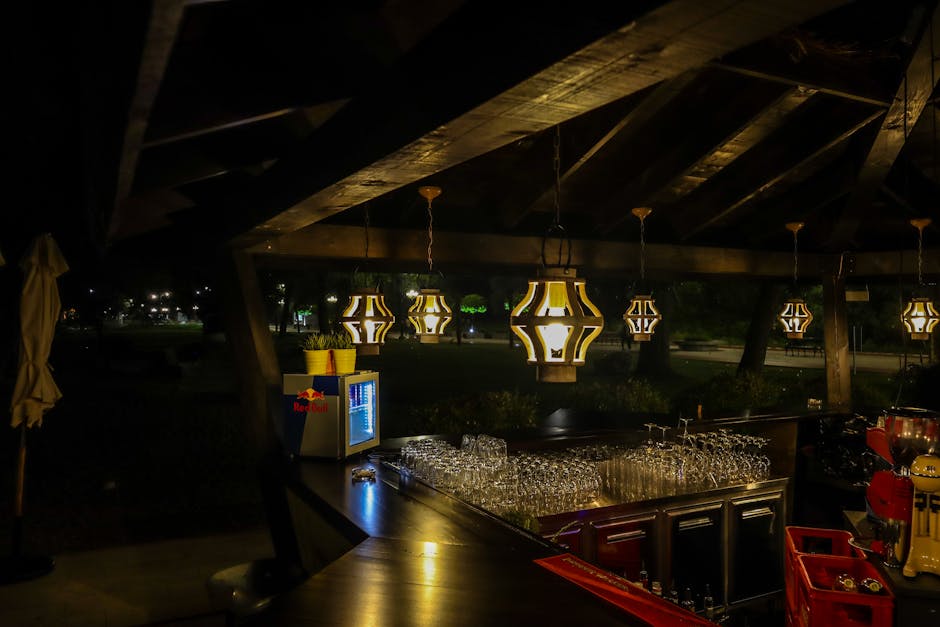 Ohrid lakefront promenade bars night lights crowd summer