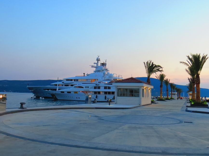 Tivat Montenegro Porto Montenegro marina luxury yachts sunset