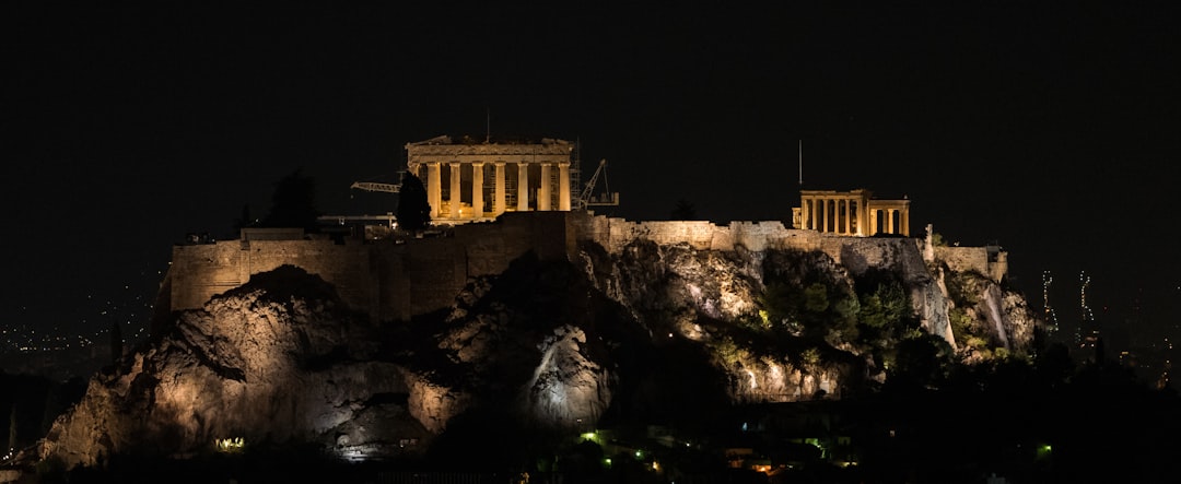 Roof Bar Athens Acropolis view night lights