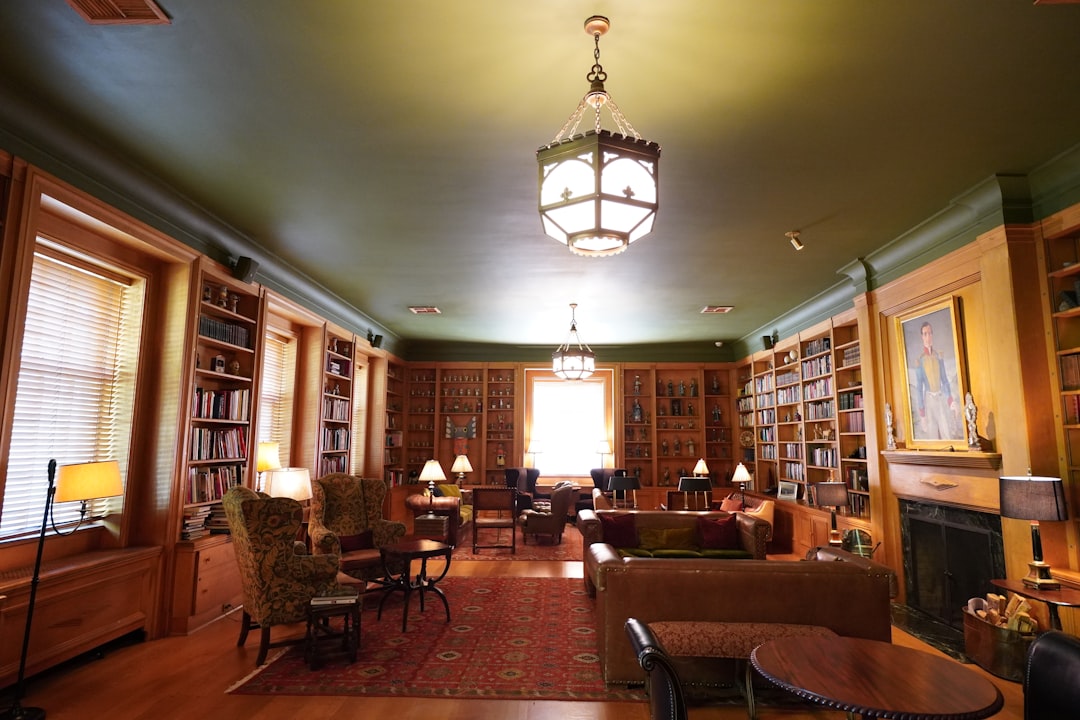 Romanian Athenaeum Library reading room chandeliers books