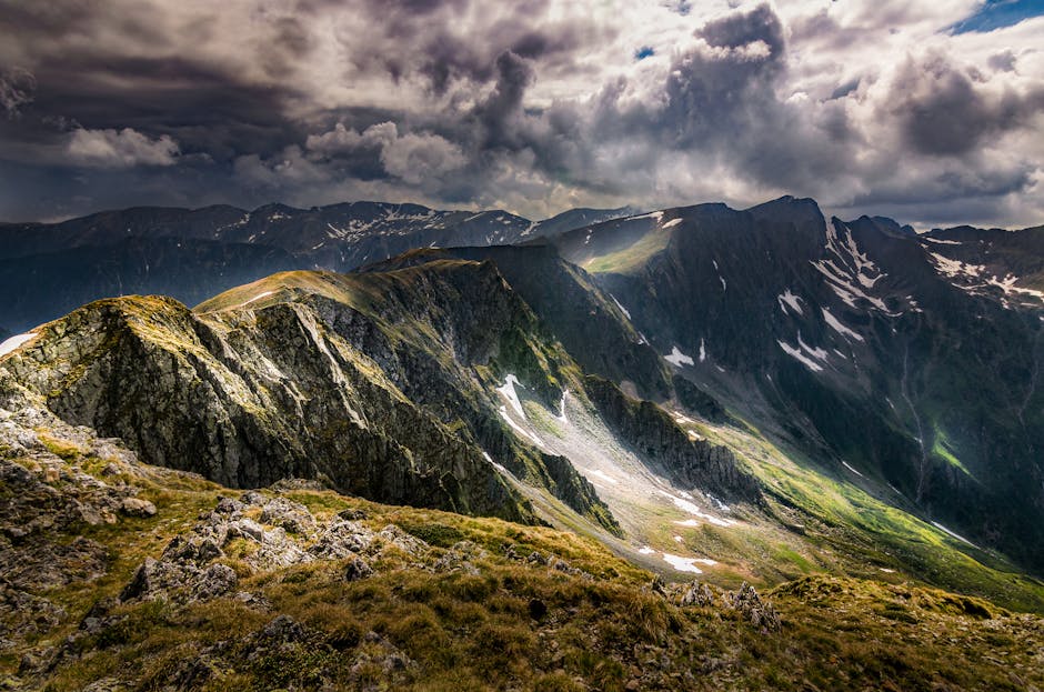 Fagaras Mountains hiking trail rocky ridge blue sky