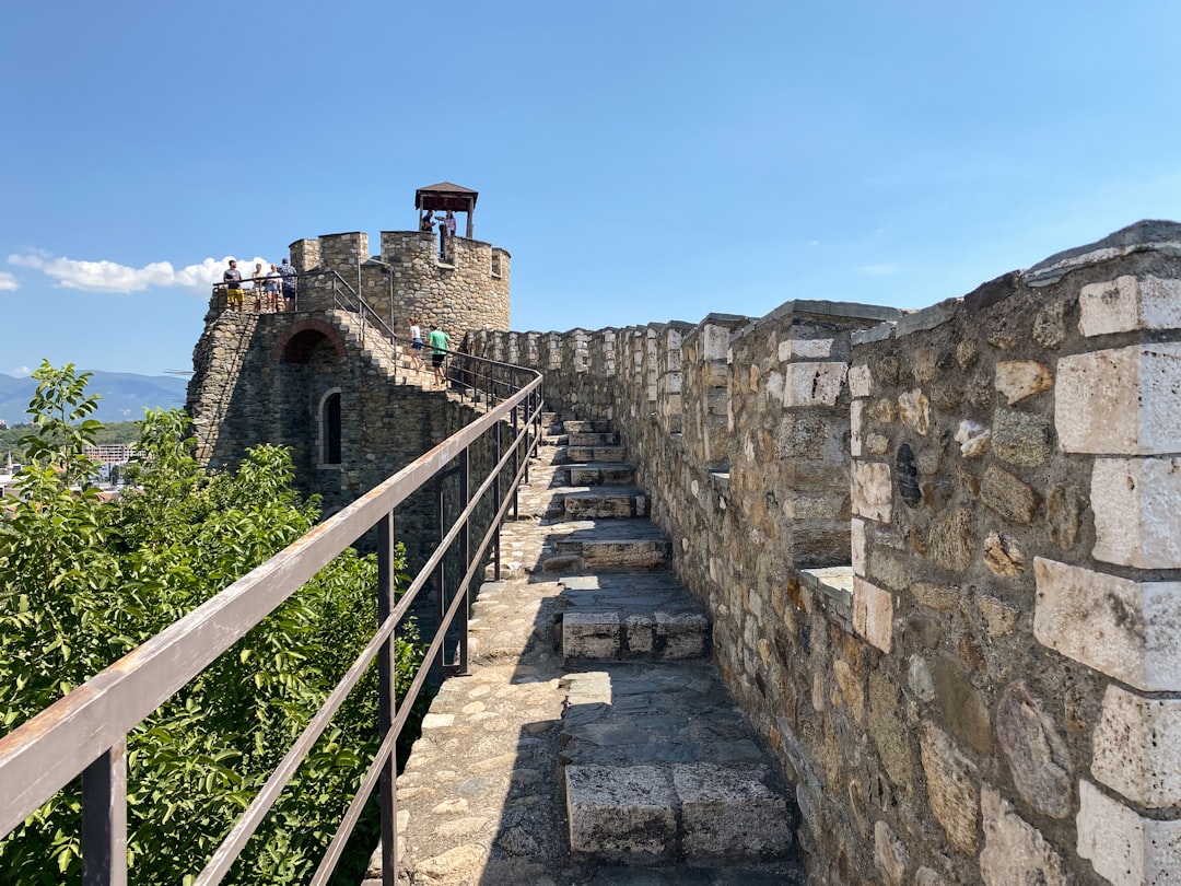 Samuil's Fortress Ohrid North Macedonia panoramic view sunset stone walls